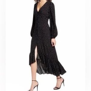 Leith Long Sleeve Polka Dot Black White Dress XS